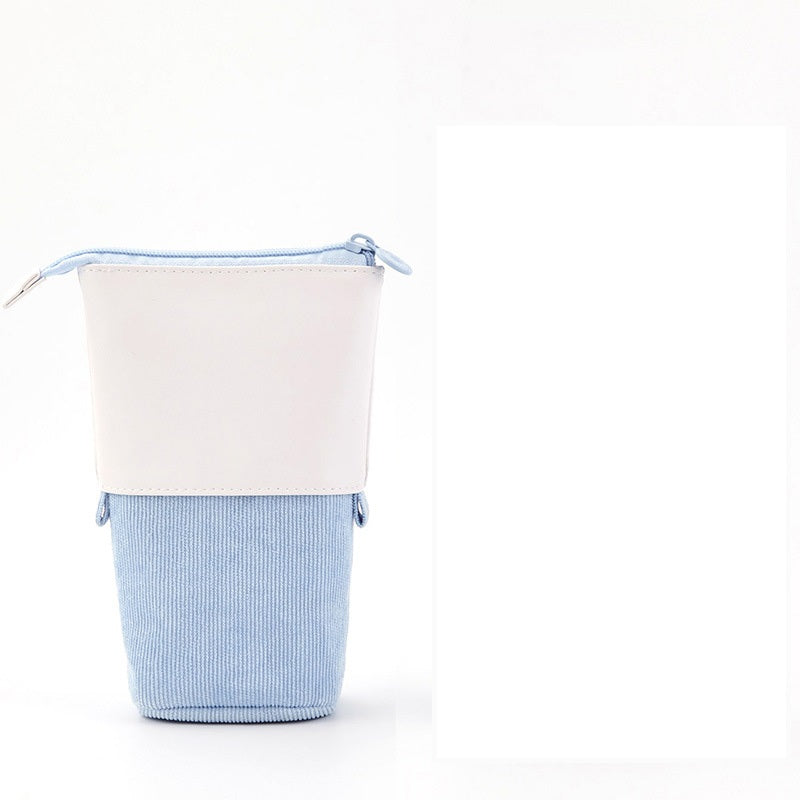Corduroy Retractable Pencil Case – Cute Round Pouch in 5 Colours (1PC or 2PCS)