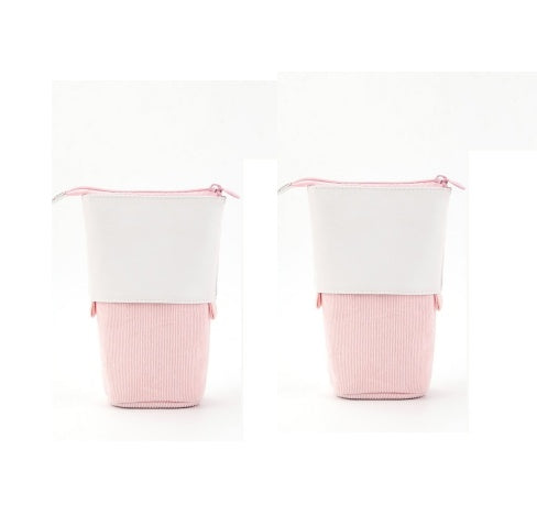 Corduroy Retractable Pencil Case – Cute Round Pouch in 5 Colours (1PC or 2PCS)