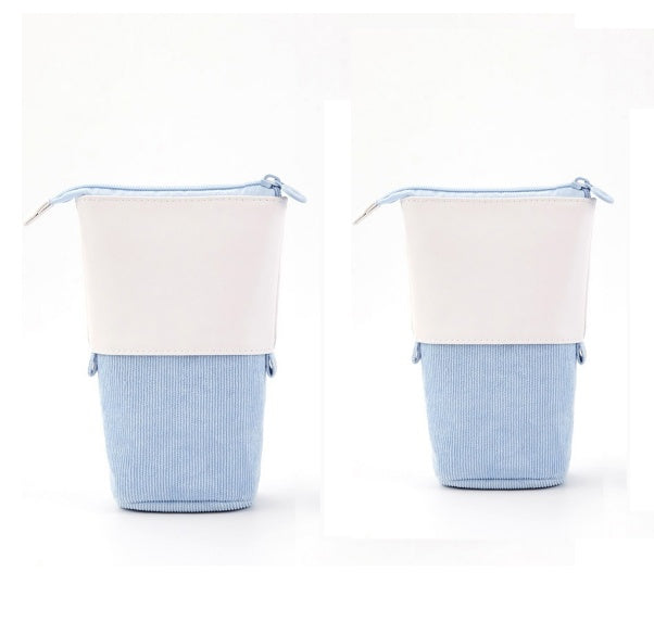 Corduroy Retractable Pencil Case – Cute Round Pouch in 5 Colours (1PC or 2PCS)