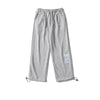 Embroidered Label Straight Leg Sweatpants – Loose Fit Cotton Joggers in Gray, Blue & Pink