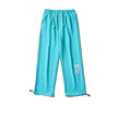 Embroidered Label Straight Leg Sweatpants – Loose Fit Cotton Joggers in Gray, Blue & Pink