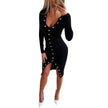 Autumn Winter Party Club V-neck Split Bodycon Sweater Dress