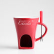 Mini Fondue Mug Set – Personal Ceramic Chocolate & Cheese Melting Pot with Fork (Beige, Coffee & Red)