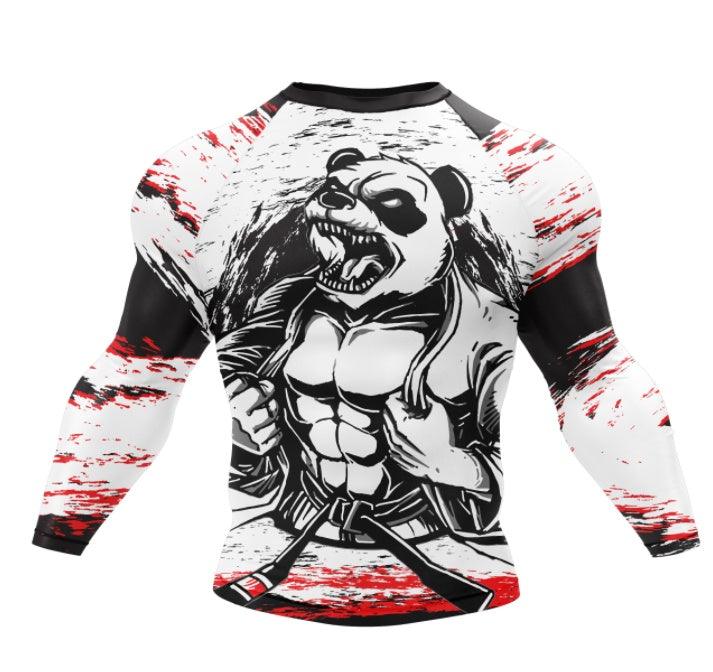BJJ Panda Rash Guard – Men’s Jiu Jitsu Compression Shirt Long and Short  Sleeve MMA Training Top