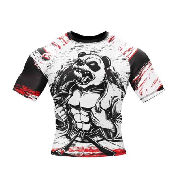 BJJ Panda Rash Guard – Men’s Jiu Jitsu Compression Shirt Long and Short  Sleeve MMA Training Top