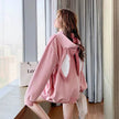 Cute Women Girls Rabbit Ears Plus Velvet Thick Hoodies Pullover Pocket Sweatshirts