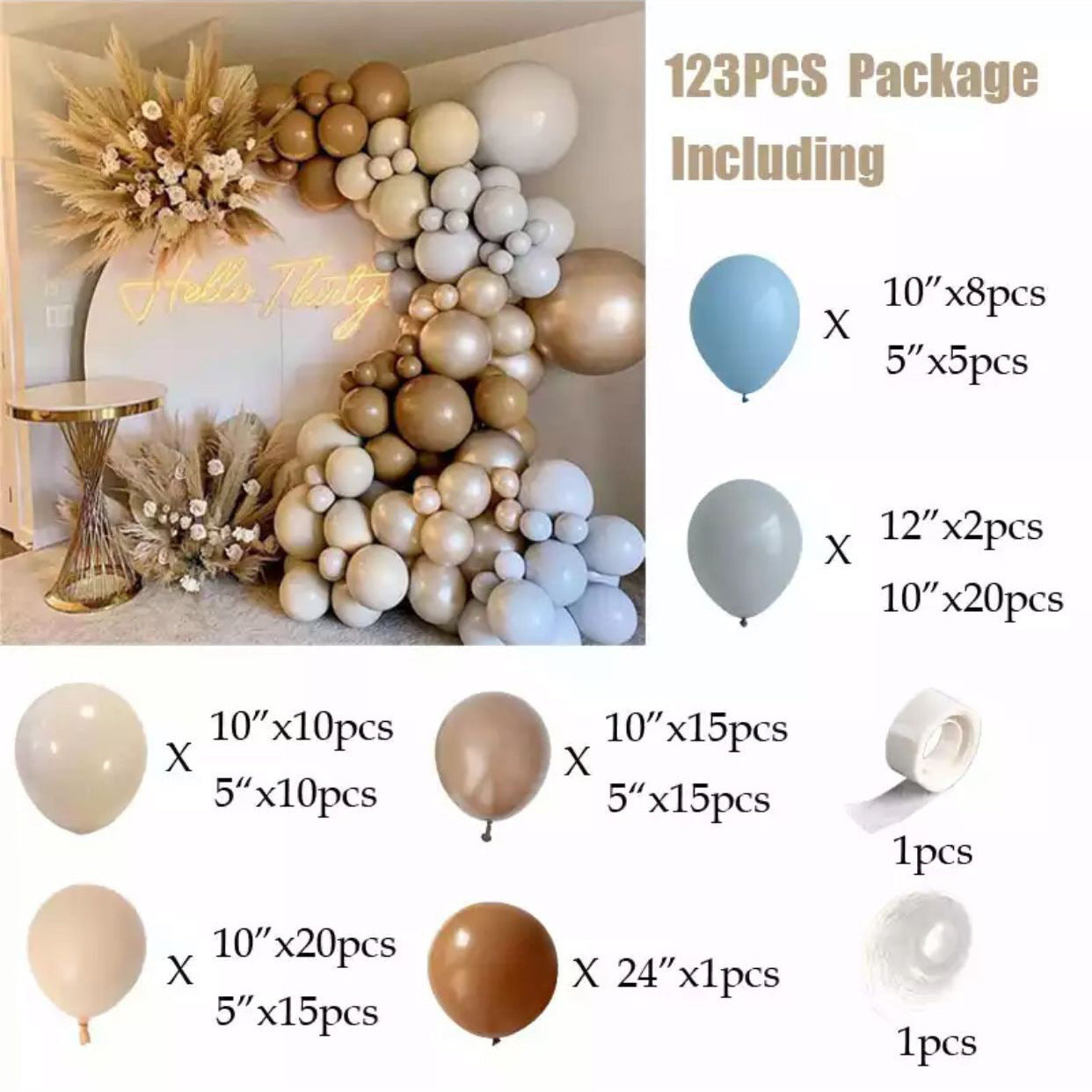 Retro Gray Apricot Balloon Garland Arch Kit – Boho Party & Wedding Decoration