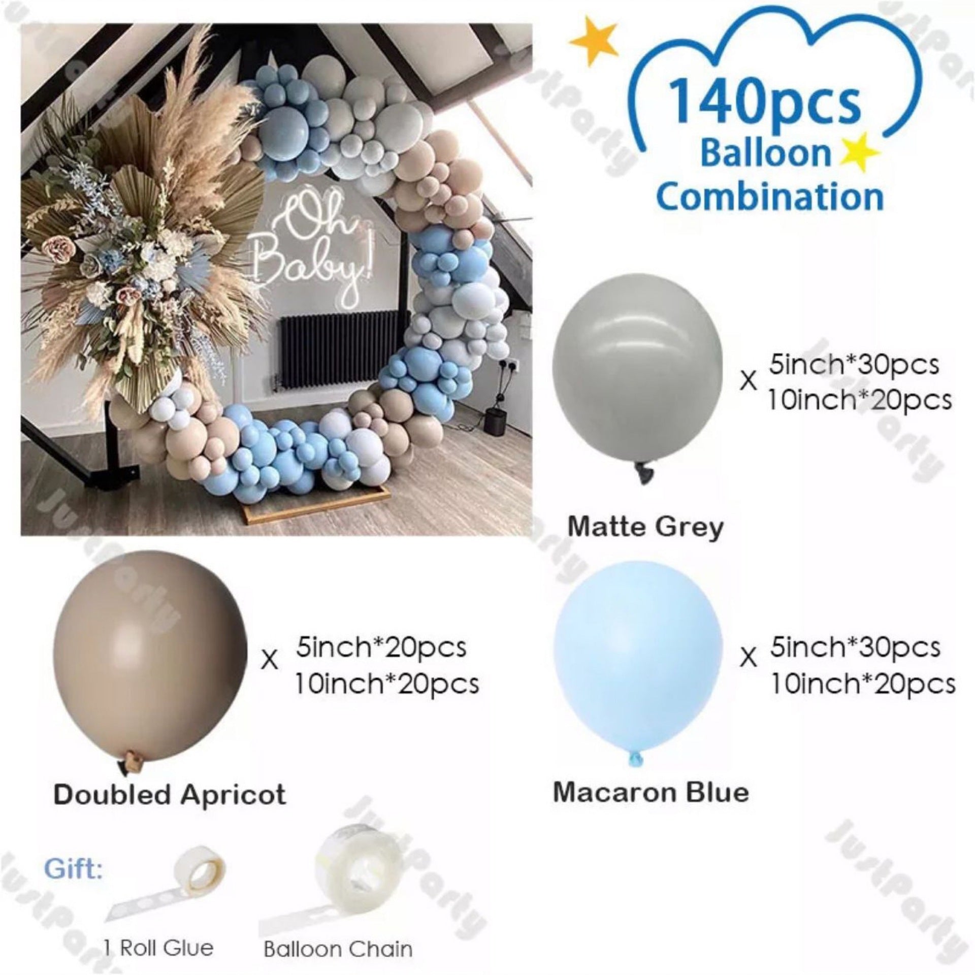 Retro Gray Apricot Balloon Garland Arch Kit – Boho Party & Wedding Decoration