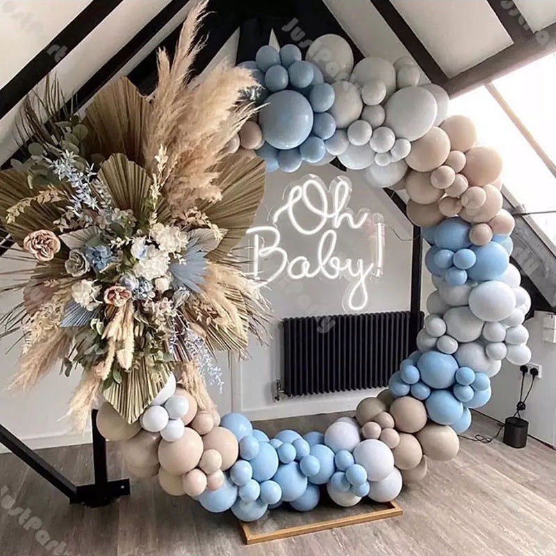 Retro Gray Apricot Balloon Garland Arch Kit – Boho Party & Wedding Decoration