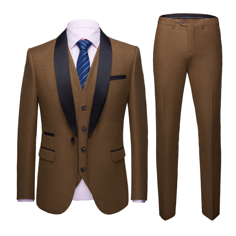 Men's Korean Slim Fit 3-Piece Business Suit | Wedding Groom Formal Wear Canada & USA