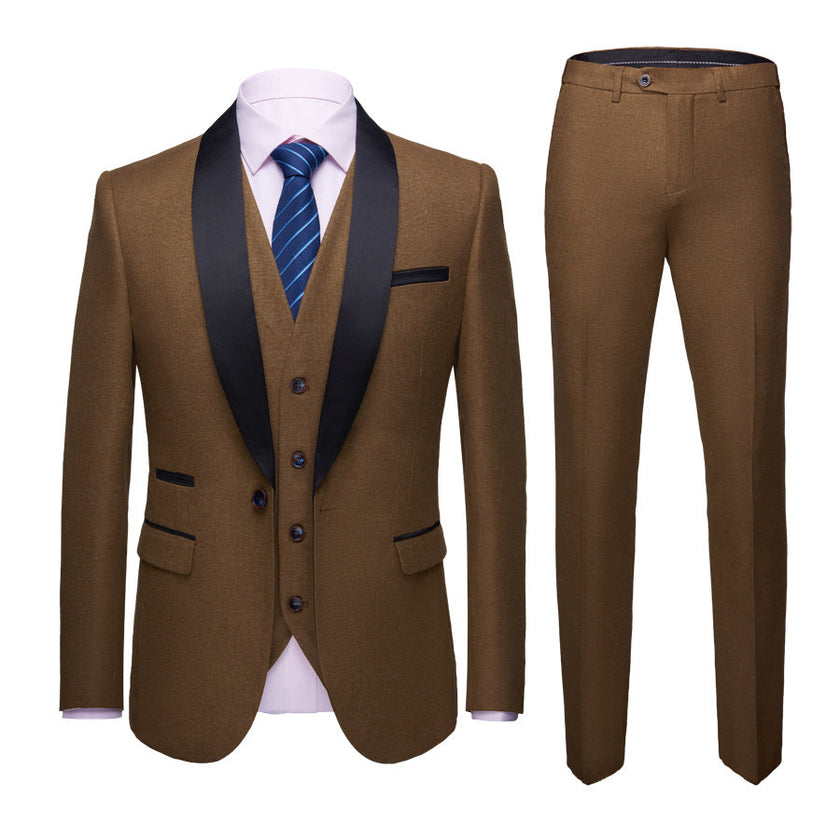 Men's Korean Slim Fit 3-Piece Business Suit | Wedding Groom Formal Wear Canada & USA