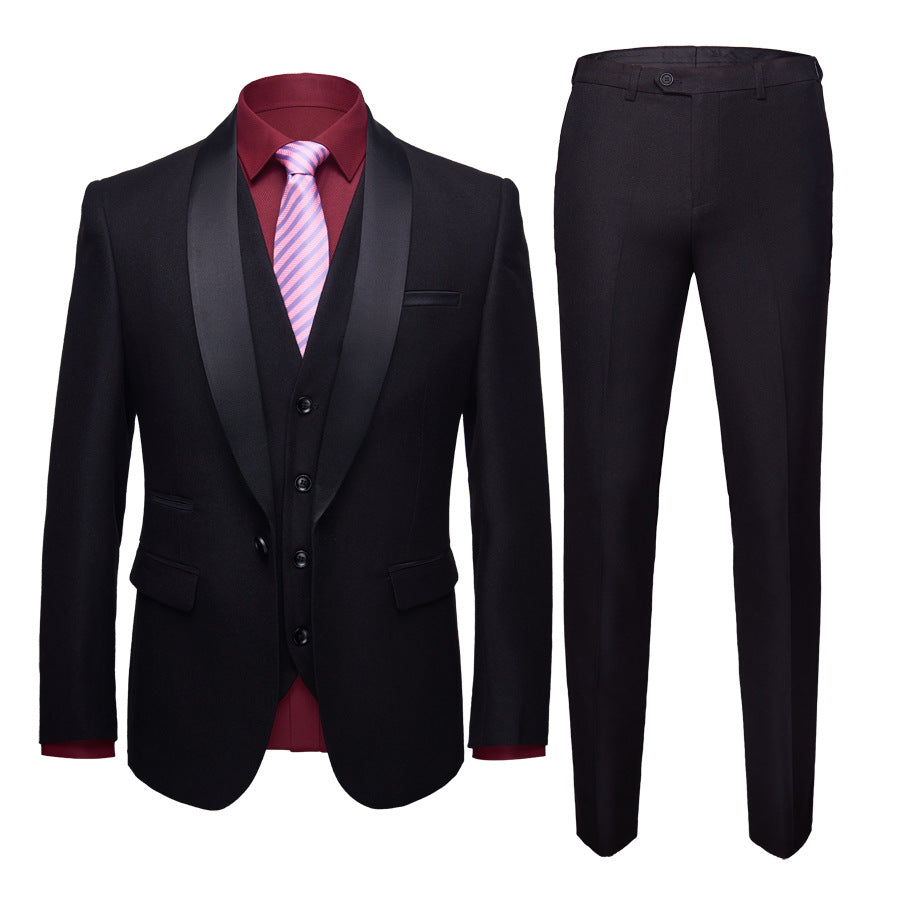 Men's Korean Slim Fit 3-Piece Business Suit | Wedding Groom Formal Wear Canada & USA