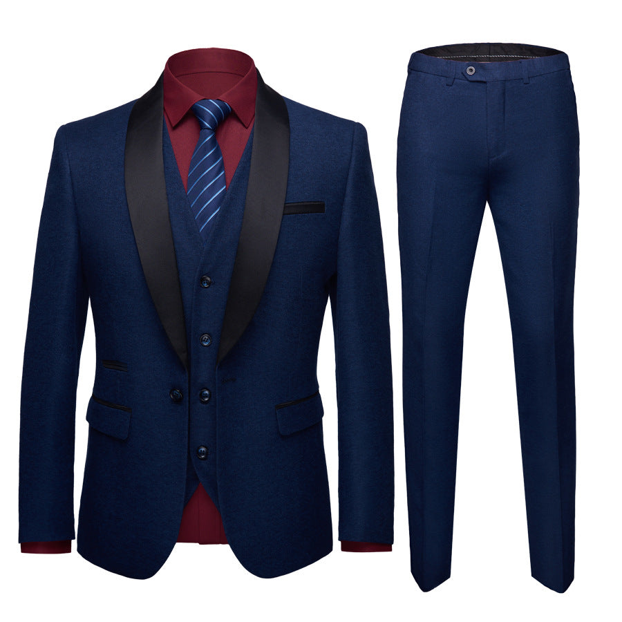 Men's Korean Slim Fit 3-Piece Business Suit | Wedding Groom Formal Wear Canada & USA
