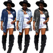 Denim Jacket Women Medium Length Cotton Lapel Style