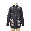 Denim Jacket Women Medium Length Cotton Lapel Style