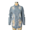 Denim Jacket Women Medium Length Cotton Lapel Style