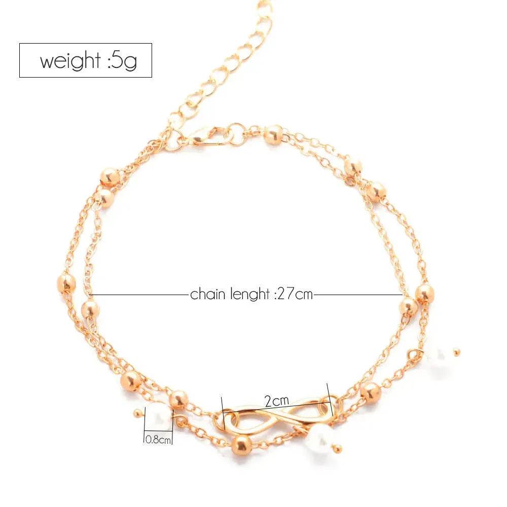 Women Gold and Silver Drop Chain Anklet