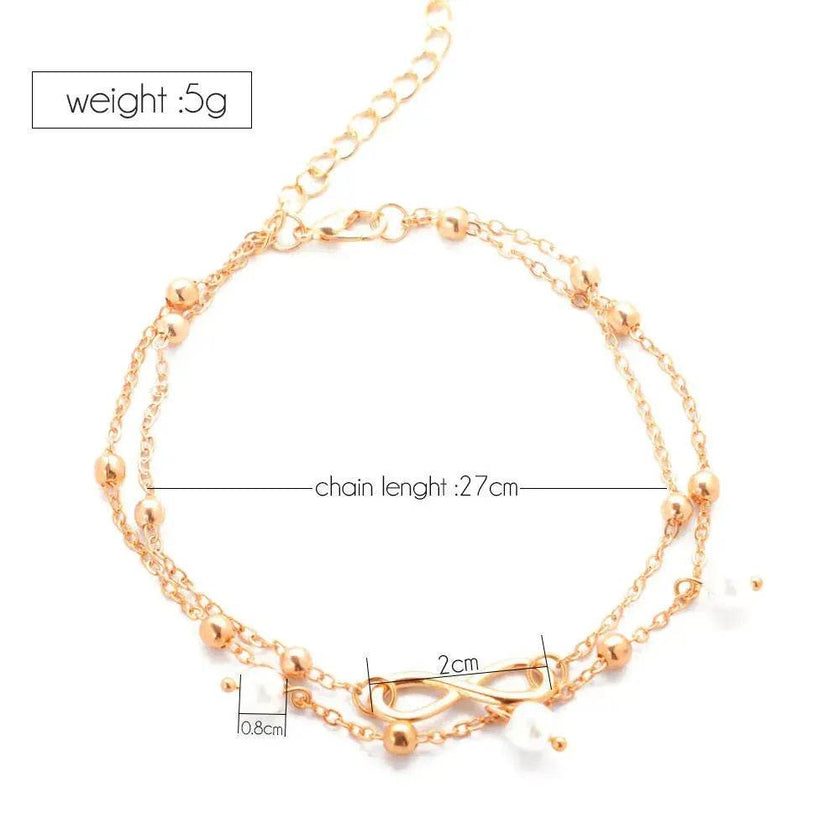 Women Gold and Silver Drop Chain Anklet