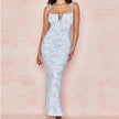 Summer Floral Print Dress Women Sexy Party Long Dresses Puff Short Sleeve