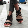 Women's Shoes Flat Bottomed Large Size Women's Sandals Fashion Hollow Rear Zipper Sandals