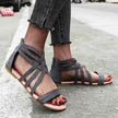 Women's Shoes Flat Bottomed Large Size Women's Sandals Fashion Hollow Rear Zipper Sandals