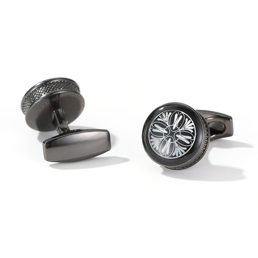 Men's Round Geometric Cufflinks – Alloy Silver Fashion Cufflinks for Business & Formal Wear | Canada & USA