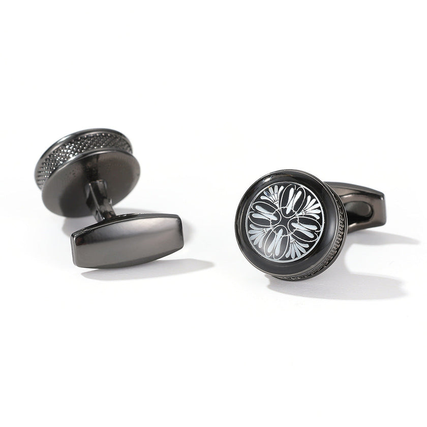 Men's Round Geometric Cufflinks – Alloy Silver Fashion Cufflinks for Business & Formal Wear | Canada & USA