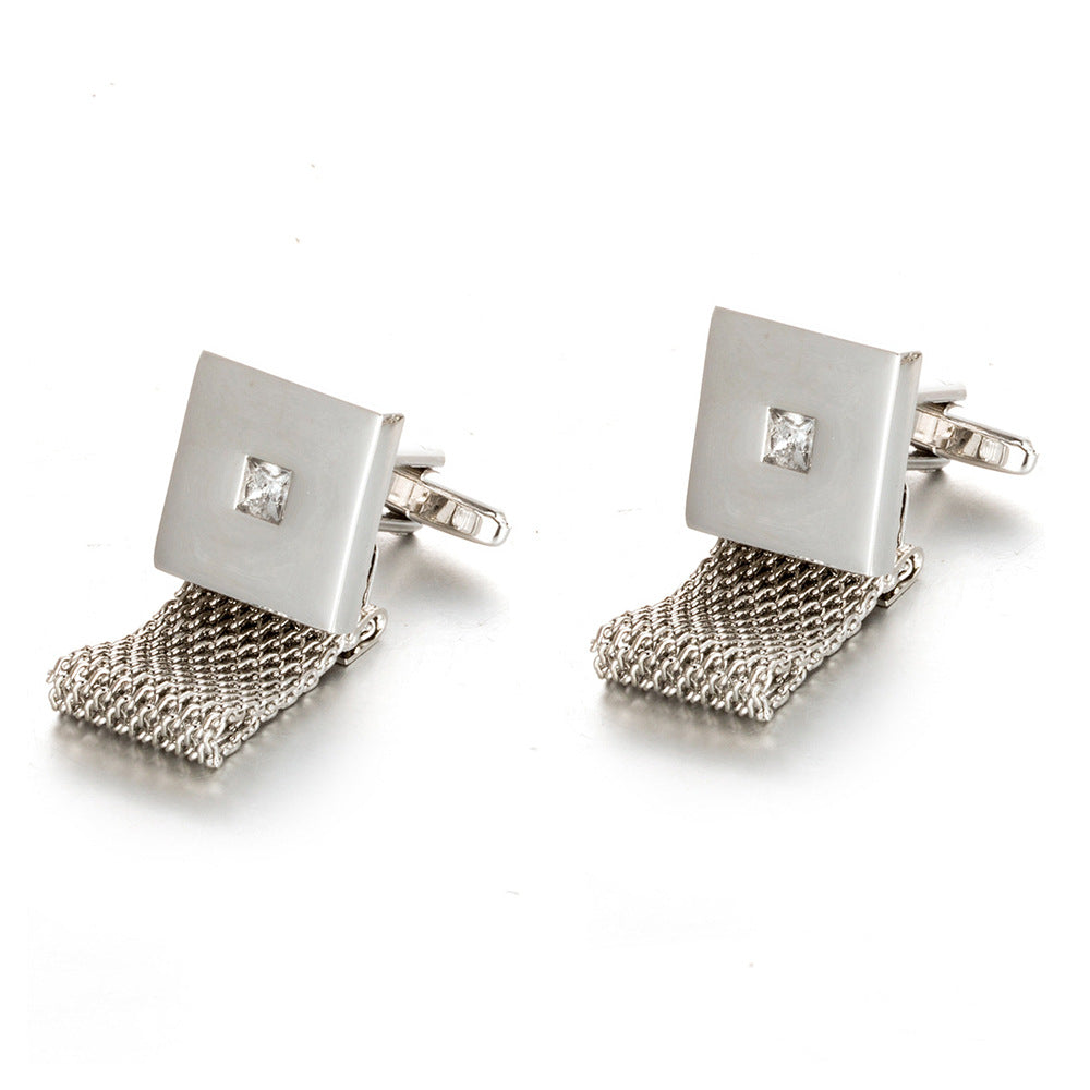 Men's Square White Crystal Chain Cufflinks – Copper Inlaid Business Shirt Cufflinks | Canada & USA
