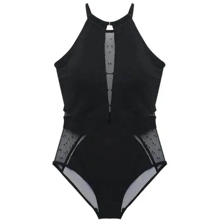 Cover Belly Slim Swimsuit Black Mesh One-piece Bikini Swimsuit Charming Triangle Swimsuit