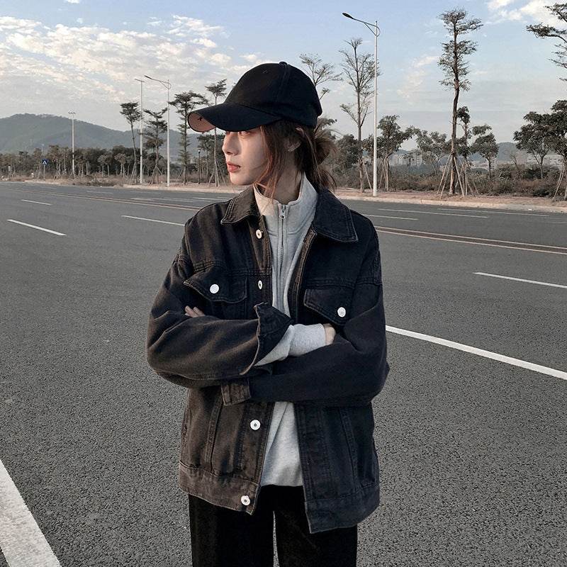 Casual Unisex Oversized loose Washed Denim Jacket