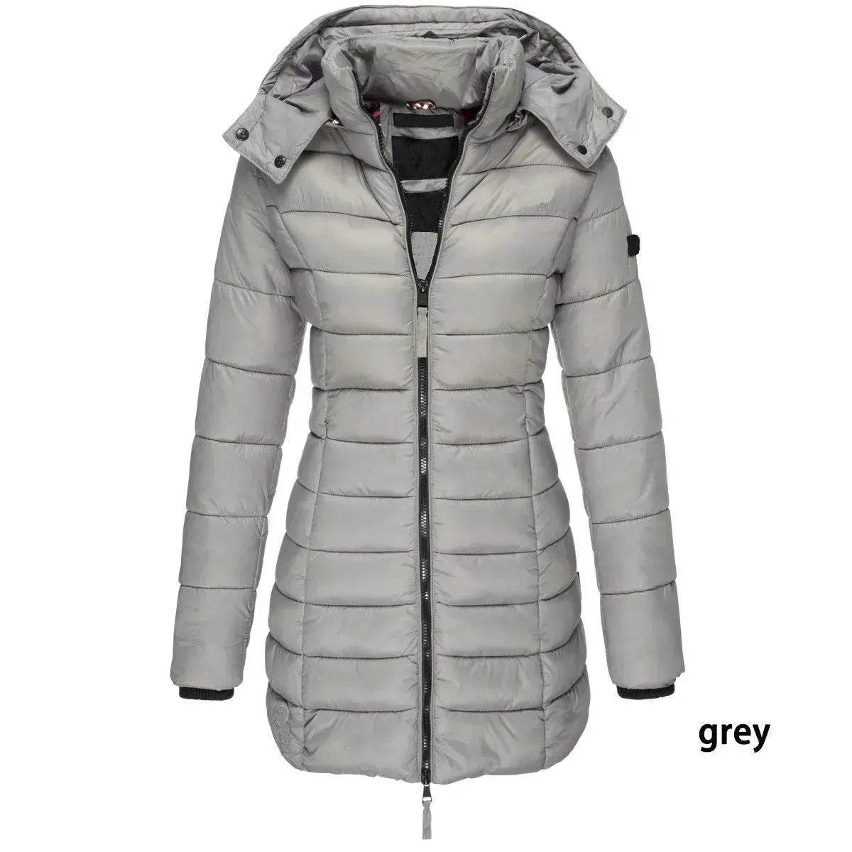 Mid-length Winter Slim-fit Cotton Padded Quilted Puffer Jacket for women