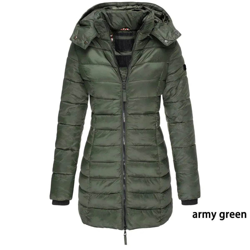 Mid-length Winter Slim-fit Cotton Padded Quilted Puffer Jacket for women