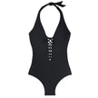 Women's Plus Size Strappy One-Piece Swimsuit – Solid Color Cutout Bikini XL-5XL
