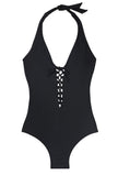 Women's Plus Size Strappy One-Piece Swimsuit – Solid Color Cutout Bikini XL-5XL
