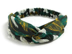 Women Retro Style Knotted Hairband floral Print Cross Headband