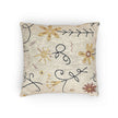 Neutral Floral Embroidered Woven Pillow | Boho Farmhouse Throw Cushion