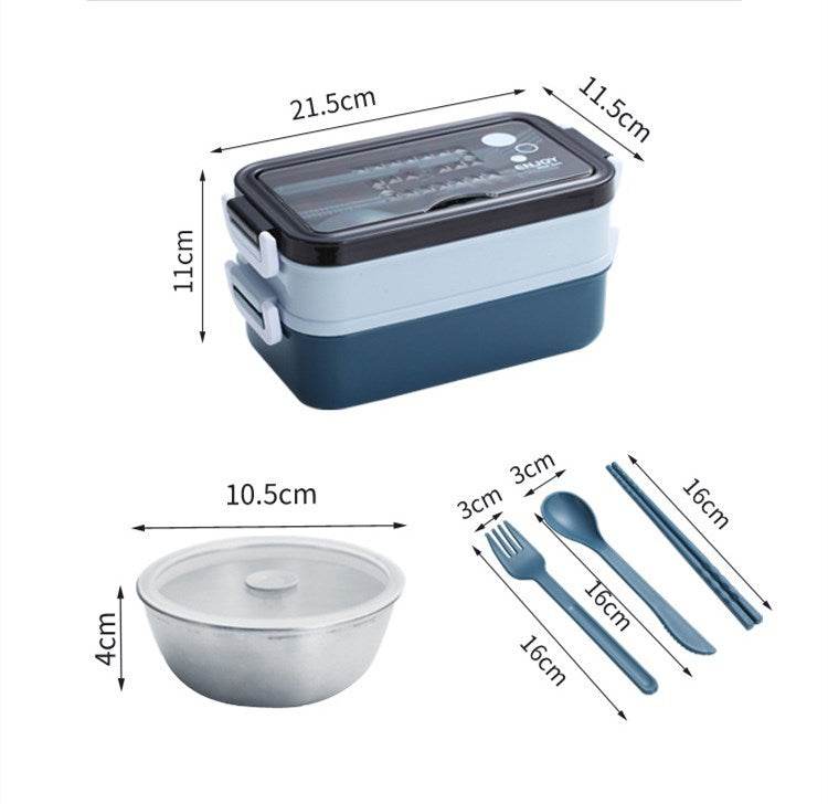Insulated Stainless Steel Double-Layer Lunch Box for Work & School