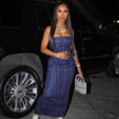 Fashion Strapless Tube Top Denim Long Fitted Jeans Dress