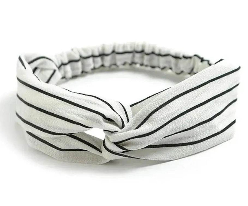 Women Retro Style Knotted Hairband floral Print Cross Headband
