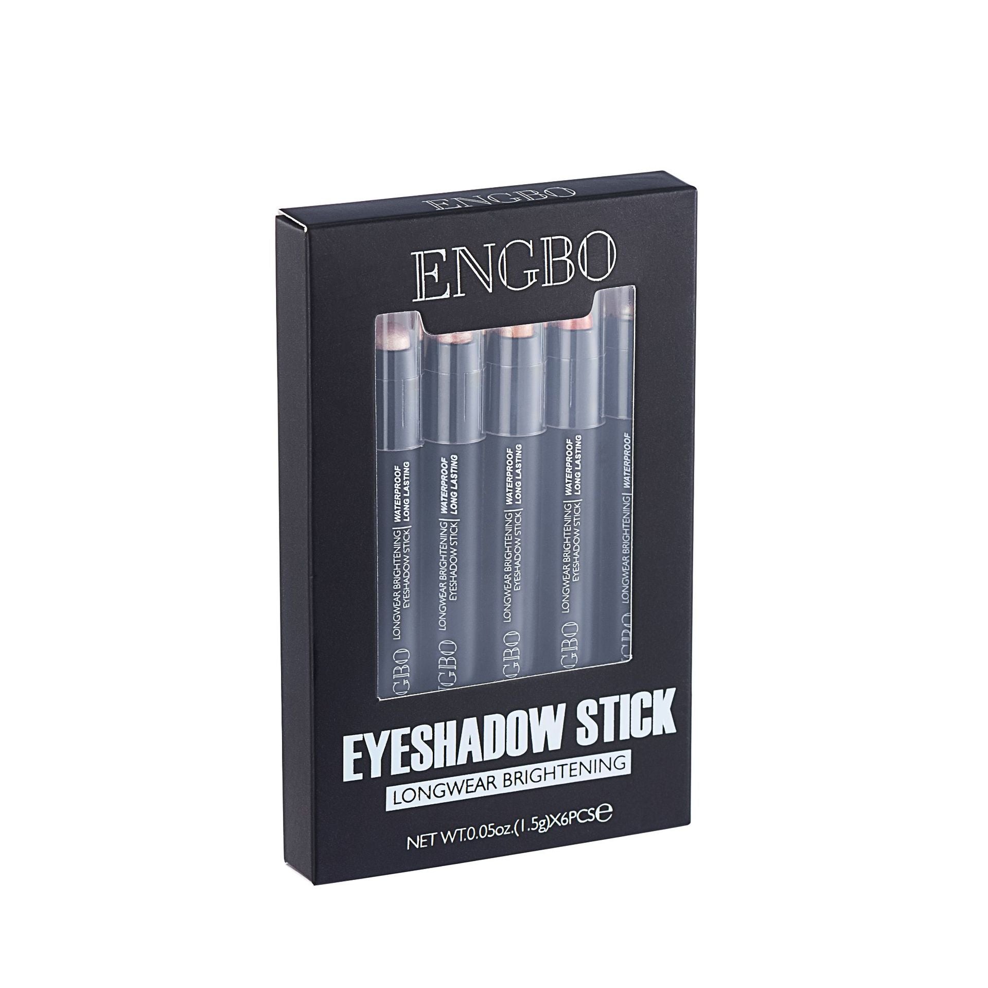 ENGBO 6-Piece Pearlescent Eyeshadow Stick Set – Longwear Brightening, Waterproof