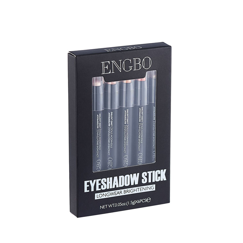 ENGBO 6-Piece Pearlescent Eyeshadow Stick Set – Longwear Brightening, Waterproof