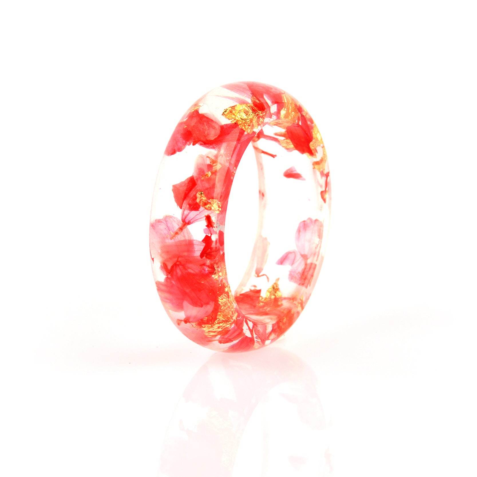 Dried flower resin ring