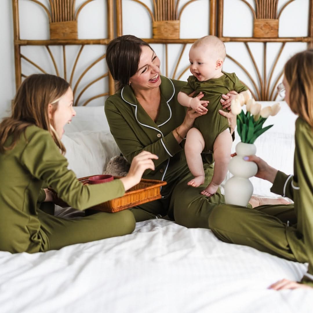 Ladies’ Bamboo Long Sleeve Button-Up Lounge Set | Olive