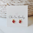 Red Heart Apple Stud Earrings
