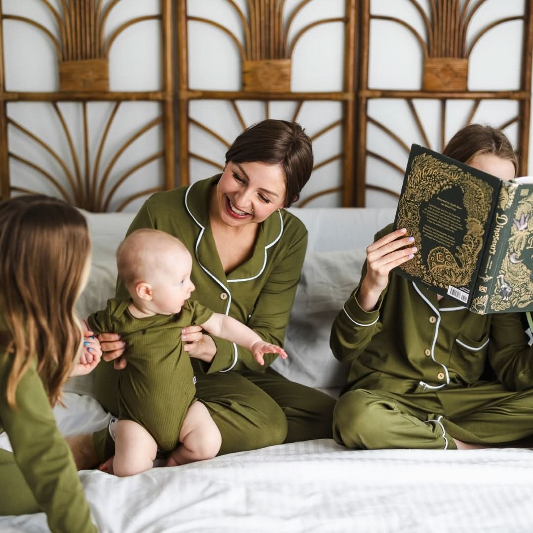 Ladies’ Bamboo Long Sleeve Button-Up Lounge Set | Olive