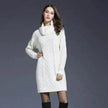 New Autumn Winter Solid Knitted Oversized Mini Turtleneck Sweater Dress