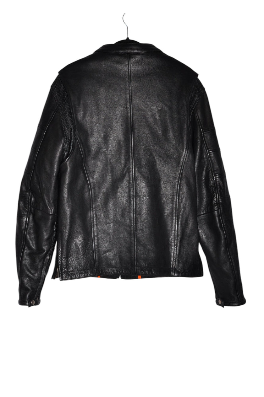 ONE STOP BIKER SHOP Men Leather Jackets Regular fit in Black - S