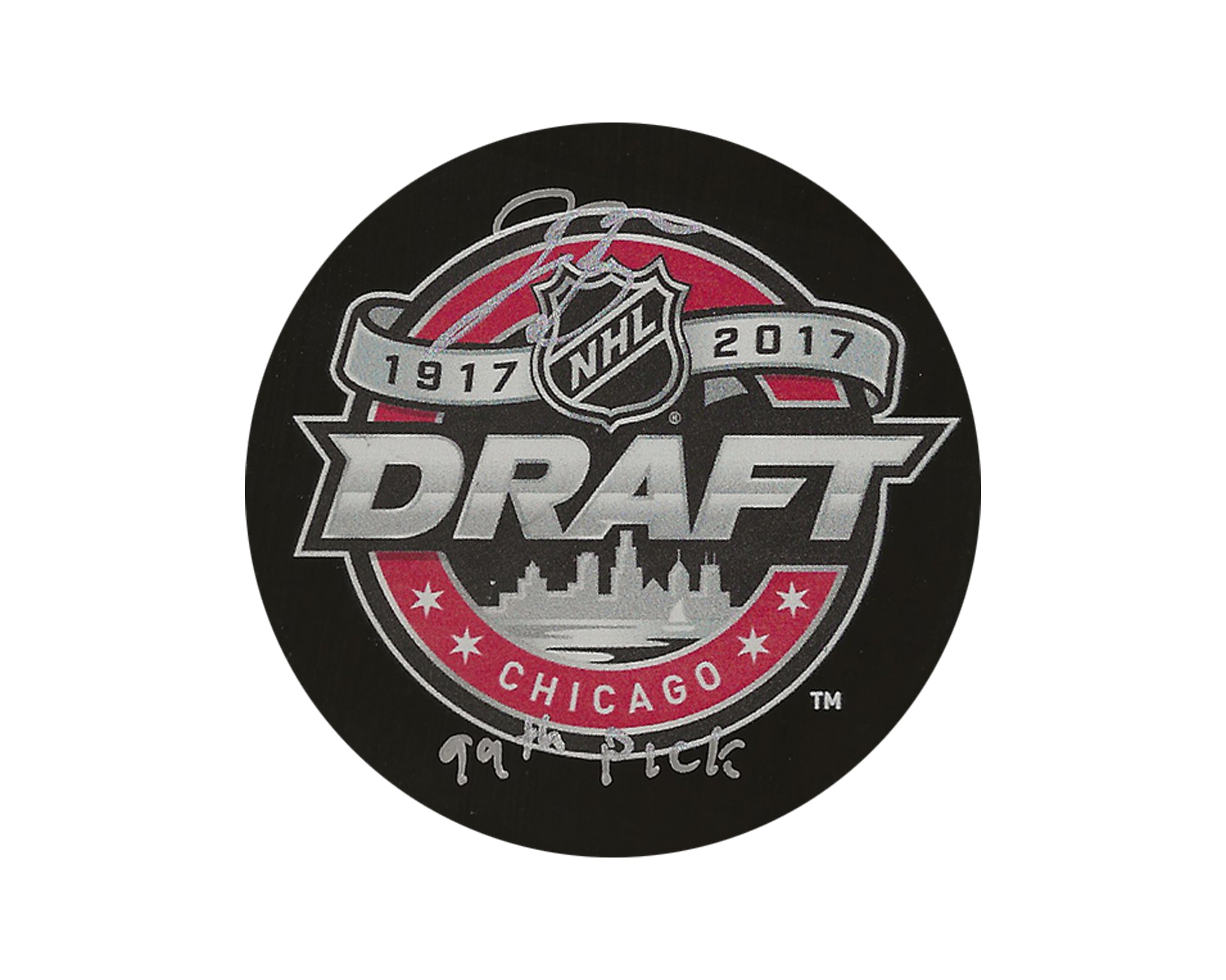 Jacob Bryson Autographed 2017 NHL Draft Puck Inscribed 
