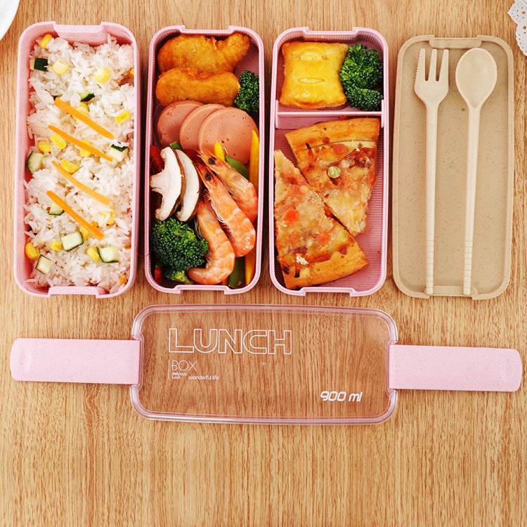Insulated Bento Lunch Box Three-Layer Wheat Stalk Container