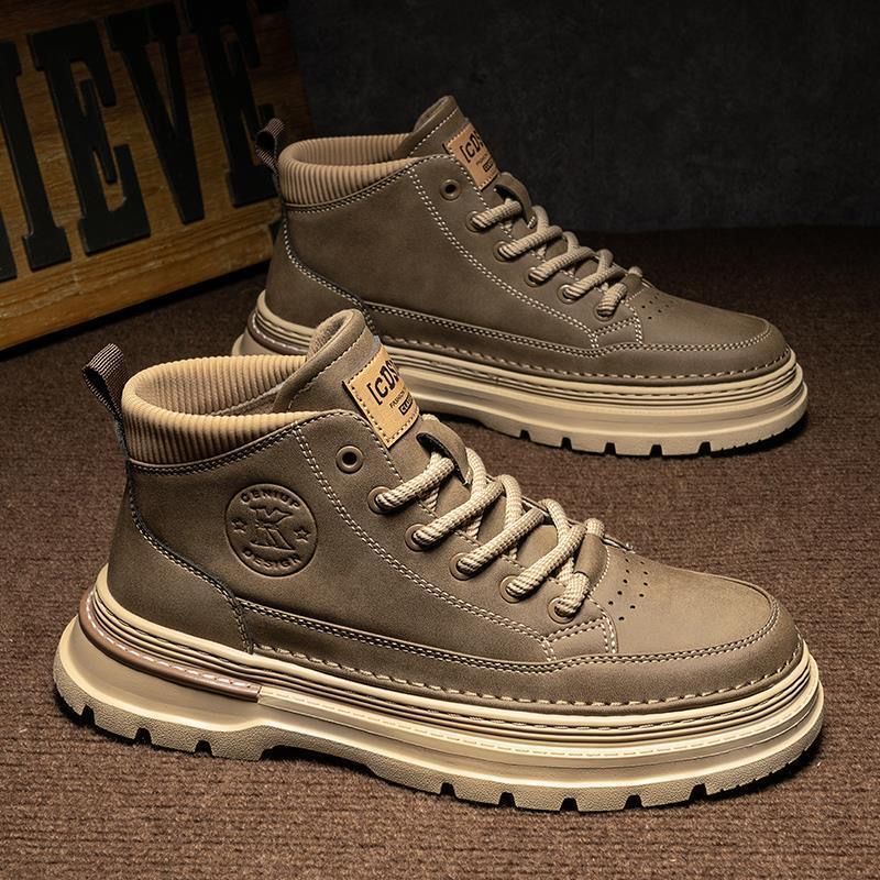 Men's Retro British-Style Mid-Calf Leather Martin Boots